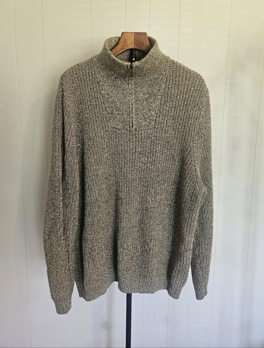 Men's Eddie Bauer Tan Quarter-Zip Knit Sweater Size XL